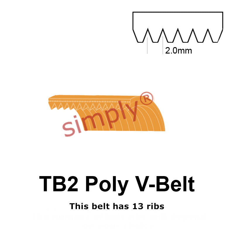 TB2-327 Megadyne Megarib Polyurethane Poly V-Belt 327mm/12.9 inch Length - 13 Ribs - Allow 2-3 Days