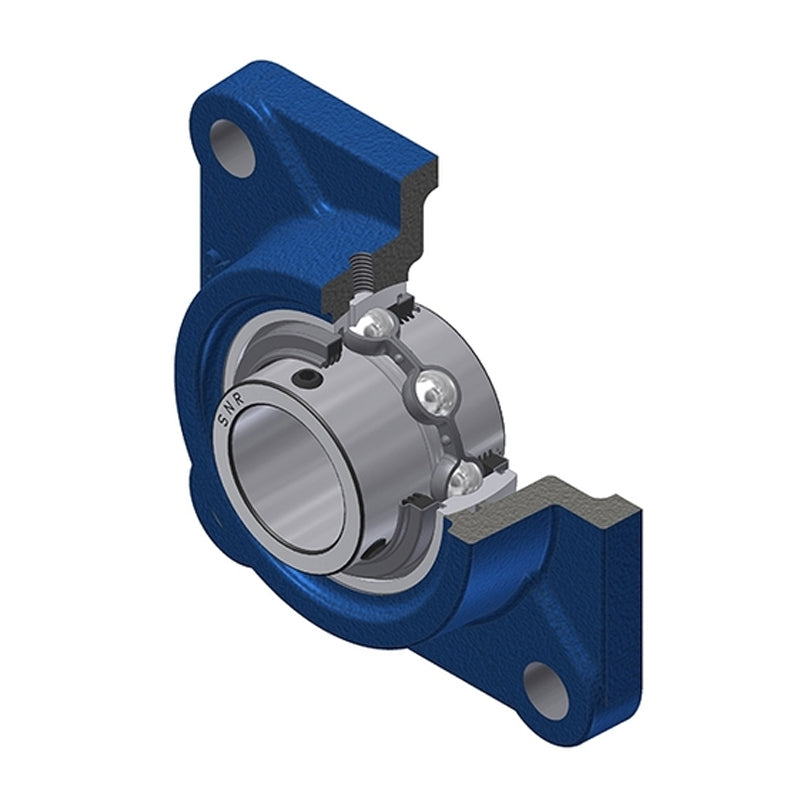 SNR UCF312L3 Metric Four Bolt Square Cast Iron Flange Housing with 60mm Bore Insert with Triple Lip Seal - Allow 2-3 Days
