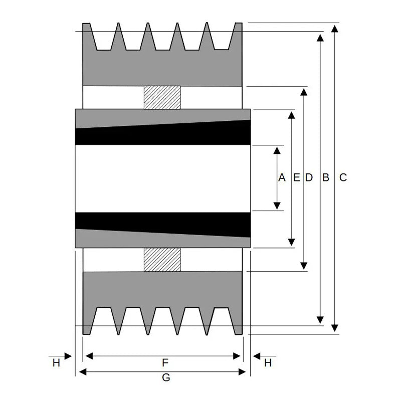 PowerDrive 400X5SPA 400mm Pitch Diameter SPA Section Tapered Locking Bush Type Pulley with 5 Grooves (Bush not Incl.) - Allow 2-3 Days