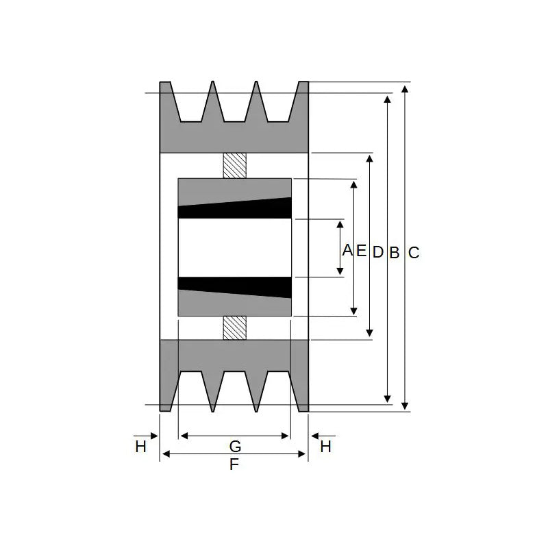 PowerDrive 450X3SPB 450mm Pitch Diameter SPB Section Tapered Locking Bush Type Pulley with 3 Grooves (Bush not Incl.) - Allow 2-3 Days