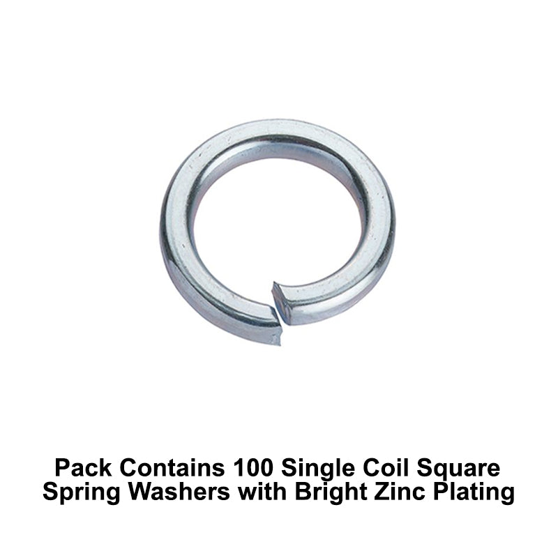 Unifix M12x18x2.5mm Single Coil Square Spring Washer DIN 7980 with Bright Zinc Plated Finish