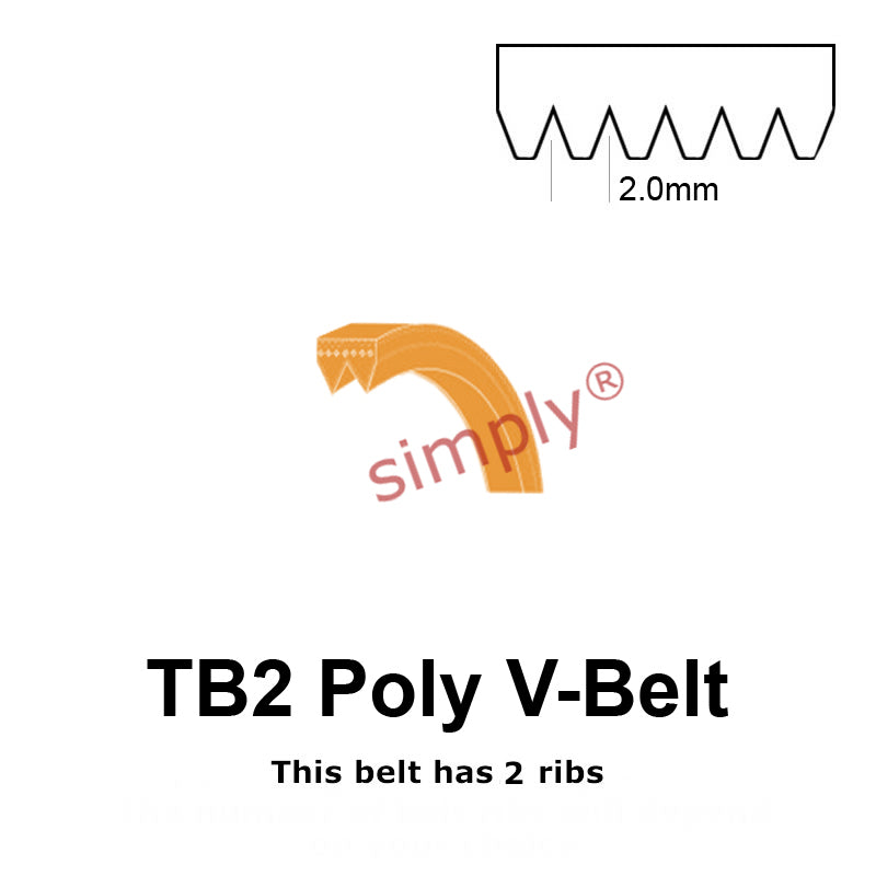 TB2-630 Megadyne Megarib Polyurethane Poly V-Belt 630mm/24.8 inch Length - 2 Ribs