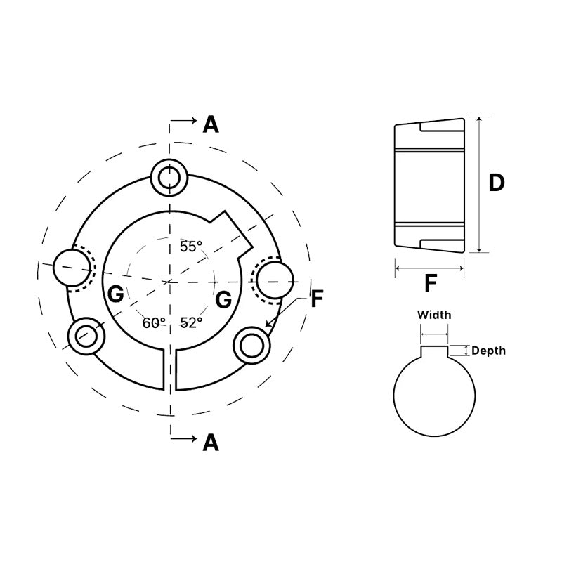 3525-40 Tapered Locking Bush with 40mm Bore