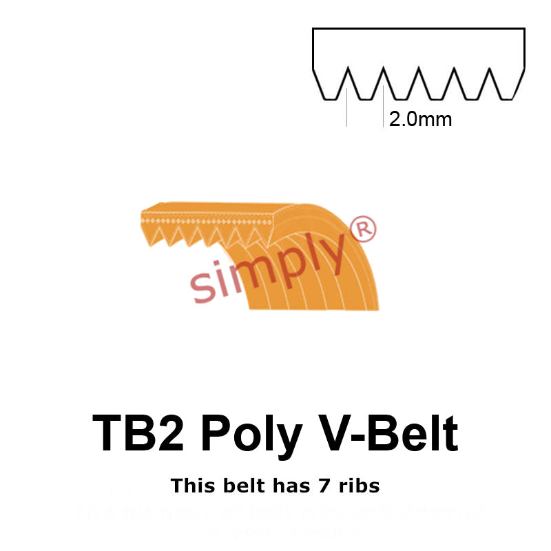 TB2-231 Megadyne Megarib Polyurethane Poly V-Belt 231mm/9.1 inch Length - 7 Ribs - Allow 2-3 Days