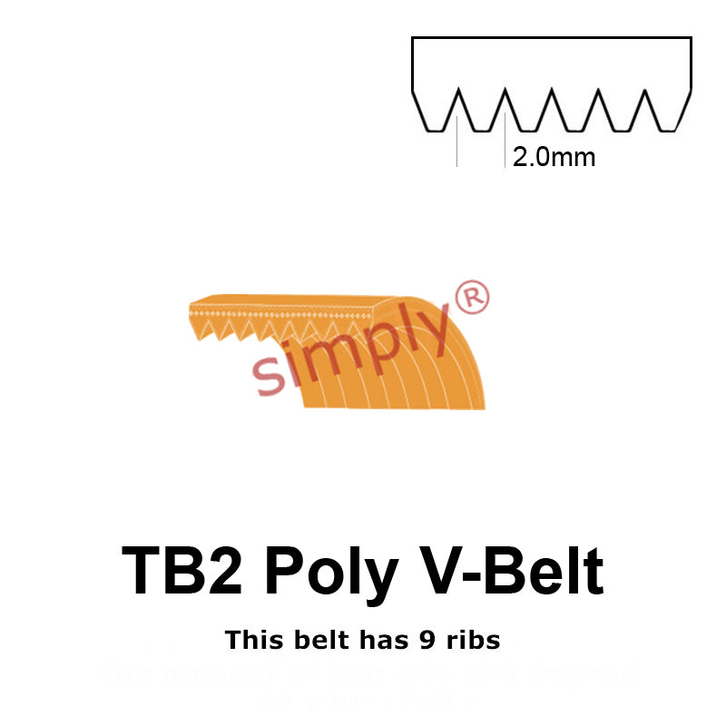 TB2-575 Megadyne Megarib Polyurethane Poly V-Belt 575mm/22.6 inch Length - 9 Ribs - Allow 2-3 Days