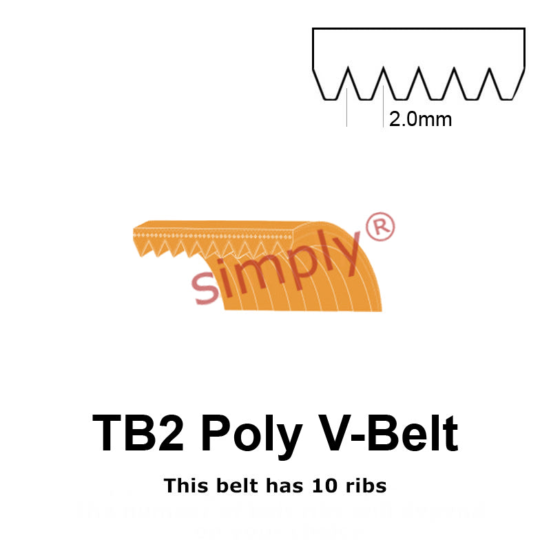 TB2-630 Megadyne Megarib Polyurethane Poly V-Belt 630mm/24.8 inch Length - 10 Ribs