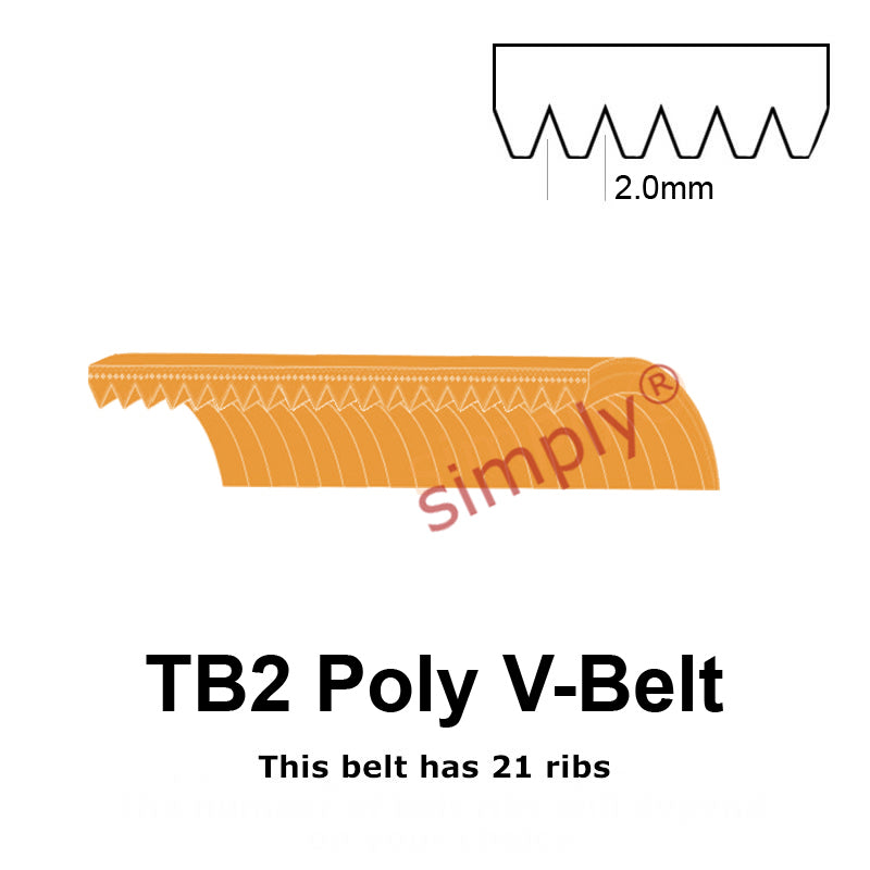 TB2-575 Megadyne Megarib Polyurethane Poly V-Belt 575mm/22.6 inch Length - 21 Ribs - Allow 2-3 Days