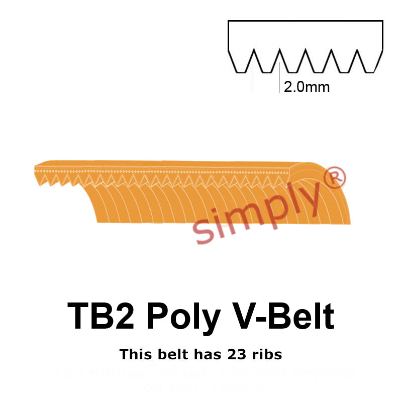 TB2-295 Megadyne Megarib Polyurethane Poly V-Belt 295mm/11.6 inch Length - 23 Ribs - Allow 2-3 Days