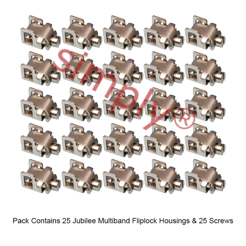 Pack of 25 - MB1603 304 Stainless Steel Jubilee 7mm Flip/Lock Housings/Screws for use with 7mm Multiband