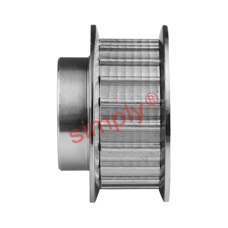Aluminium Pilot Bore AT5 Timing Pulley with Flanges 5mm Pitch 28 Tooth for 10mm Wide Belts