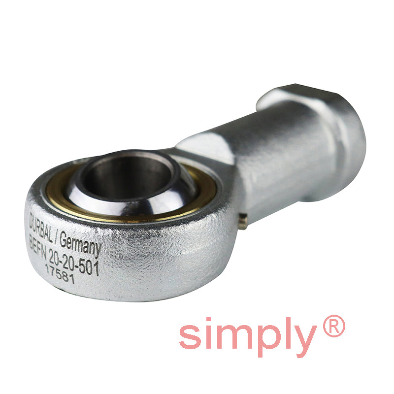 Durbal BEFN20-20-501 Maintenance Required Right Hand Metric Steel Female Rod End M20x1.5 Thread