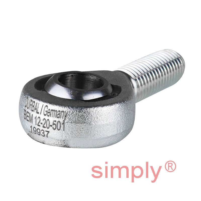 Durbal BEM12-20-501 Maintenance Free Right Hand Metric Steel / PTFE Lined Male Rod End M12 Thread