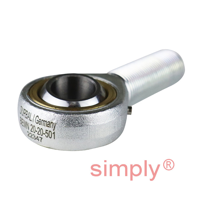 Durbal BEMN20-20-501 Maintenance Required Right Hand Metric Steel Male Rod End M20x1.5 Thread