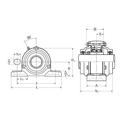 NTN C-UCP210-200D1 Imperial Cast Iron Two Bolt Pillow / Plummer Block Housing with 2 inch Bore Insert with Cast Iron Cover - Open Version - Allow 2-3 Days