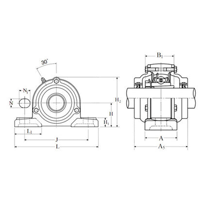 NTN C-UKP216D1/H2316X Metric Cast Iron Two Bolt Pillow / Plummer Block Housing with Cast Iron Cover - Open Version - Insert and Adaptor Sleeve Fits 70mm Shaft - Allow 2-3 Days