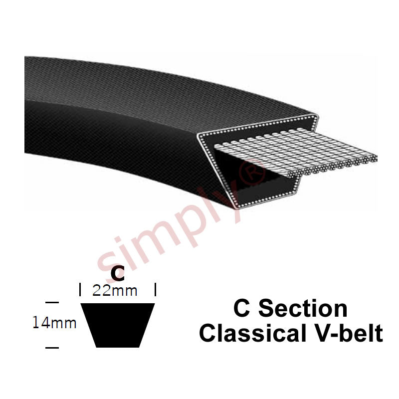 FC100 C Section Anti Static Fire Resistant Wrapped V-Belt 22x14mm