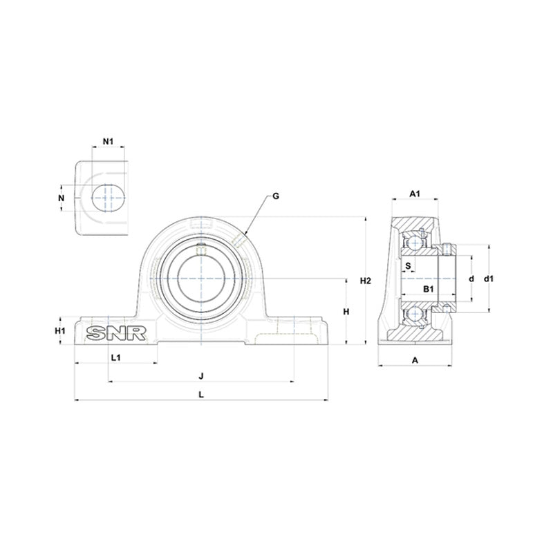 SNR ESP205 Metric Cast Iron Two Bolt Pillow / Plummer Block Housing with 25mm Eccentric Collar Insert - Allow 2-3 Days
