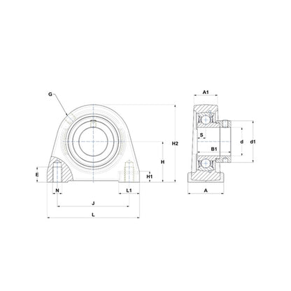 SNR ESPAE209 Threaded Base Small Footprint Metric Pillow / Plummer Block Housing with Eccentric Collar Insert 45mm Bore - Allow 2-3 Days