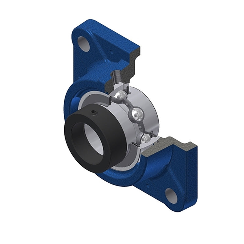 SNR EXFE210 Metric Four Bolt Square Cast Iron Flange Housing with 50mm Bore Eccentric Collar Insert