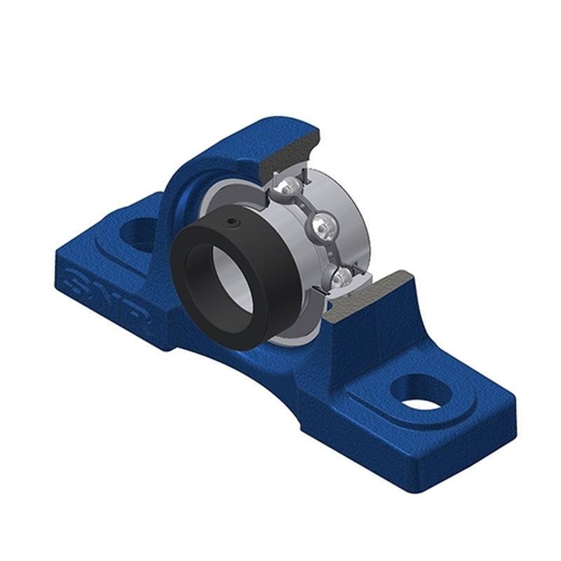 SNR EXP216 Metric Cast Iron Two Bolt Pillow / Plummer Block Housing with 80mm Eccentric Collar Insert