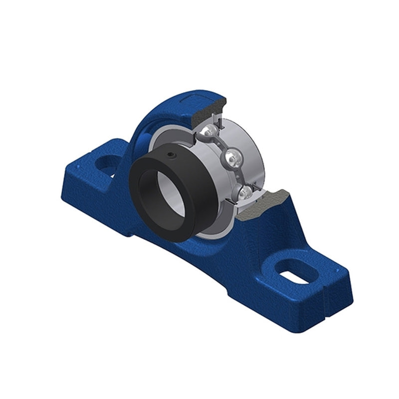 SNR EXPE211 Metric Cast Iron Two Bolt Pillow / Plummer Block Housing with 55mm Eccentric Collar Insert - Allow 2-3 Days