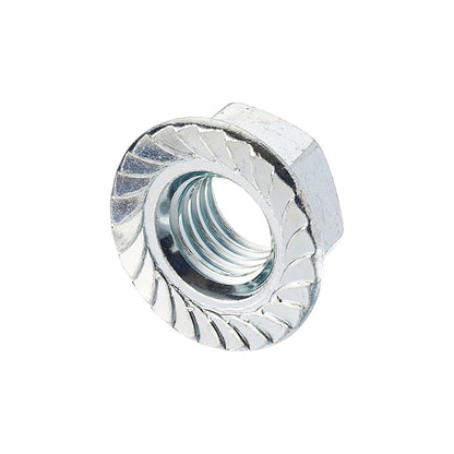 Unifix M12x18 - Class 6 Steel Serrated Flange Nut DIN 6923 with 1.75mm Pitch and Bright Zinc Plated Finish