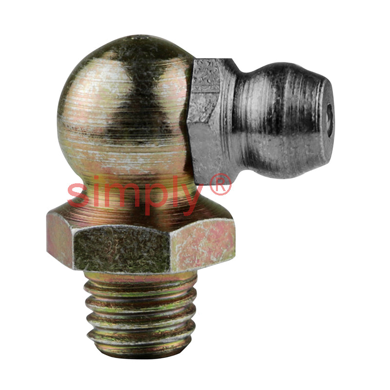 1/4x28 SAE-LT Tapered Self-forming Thread Hardened Mild Steel Zinc Plated 90 deg Hydraulic Grease Nipples - Pack of 500