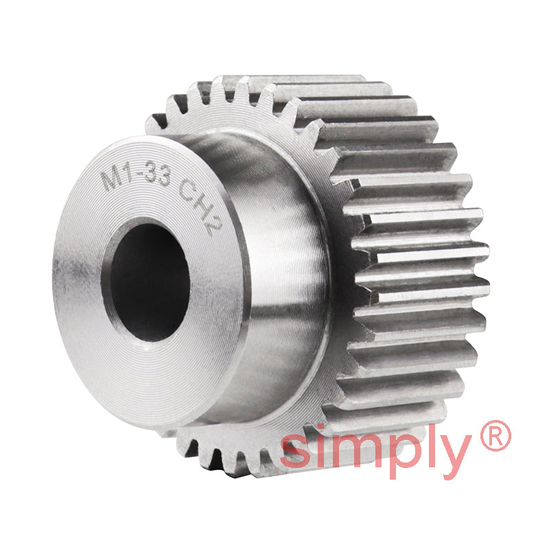 SS10/33B-10 Metric EN8 Spur Gear 33 Tooth 1 Mod Pilot Bored 12mm Or Smaller (H8)
