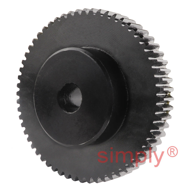 SSB10/60B-10 Metric EN8 Spur Gear 60 Tooth 1 Mod Pilot Bored 12mm Or Smaller (H8) Black Oxide Finish