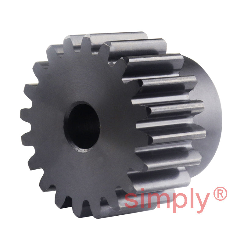 SSB15/20B-8 Metric EN8 Spur Gear 20 Tooth 1.5 Mod Pilot Bored 10mm Or Smaller (H8) Black Oxide Finish