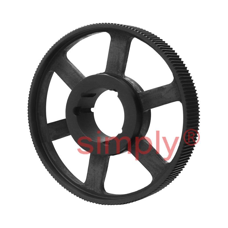 TL90-8M-50 - 8mm Pitch 90 Tooth Flangeless HTD Type Cast Iron Taper Bore Timing Pulley for 50mm Wide Belts