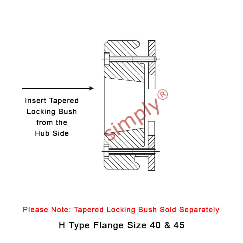 Major Branded F40H-MB Drive Coupling Outer Tapered Locking Bush Type Max Bush Bore 25mm / 1 inch