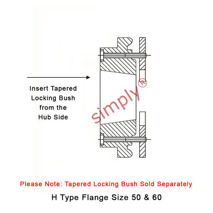 Major Branded F60H-MB Drive Coupling Outer Tapered Locking Bush Type Max Bush Bore 42mm / 1-5/8 inch