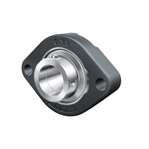 INA FLCTEY35XL Two Bolt Cast Iron Oval Housing with Grub Screw Insert 35mm Bore