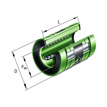 INA KNO16BPP Relubricatable Open Linear Ball Bushing with Contact Seals 16x26x36mm