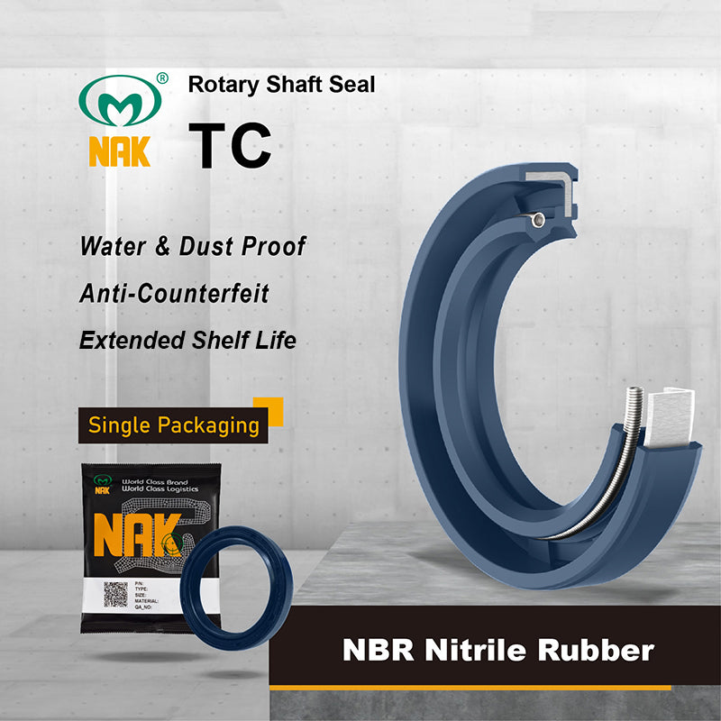 NAK 2x3x0.375 inch Blue Nitrile Rubber Double Lip Rotary Shaft Oil Seal with Garter Spring TC
