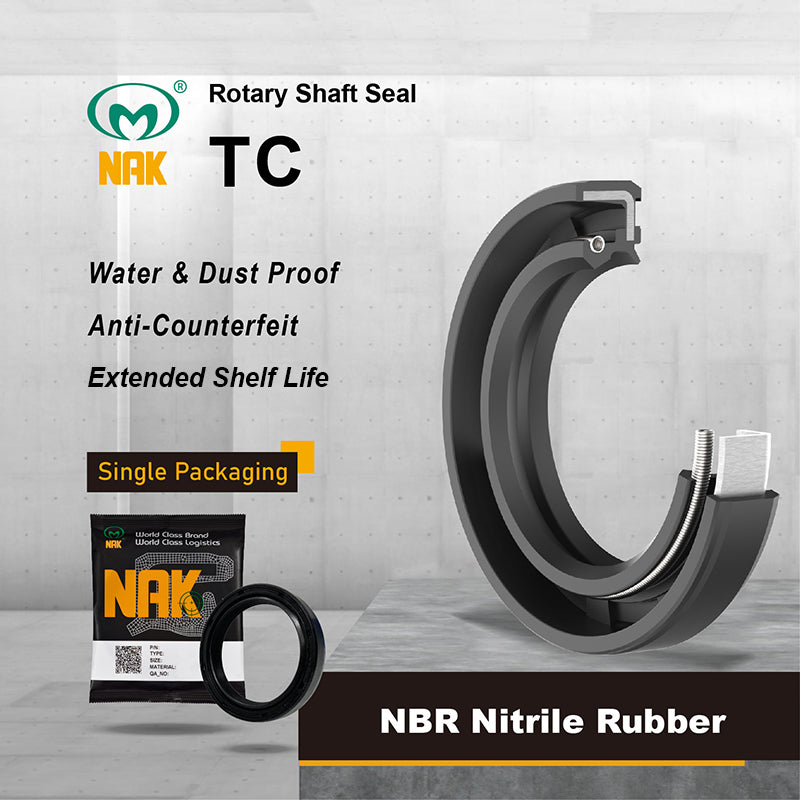 NAK 1x1.75x0.375 inch Nitrile Rubber Double Lip Rotary Shaft Oil Seal with Garter Spring TC