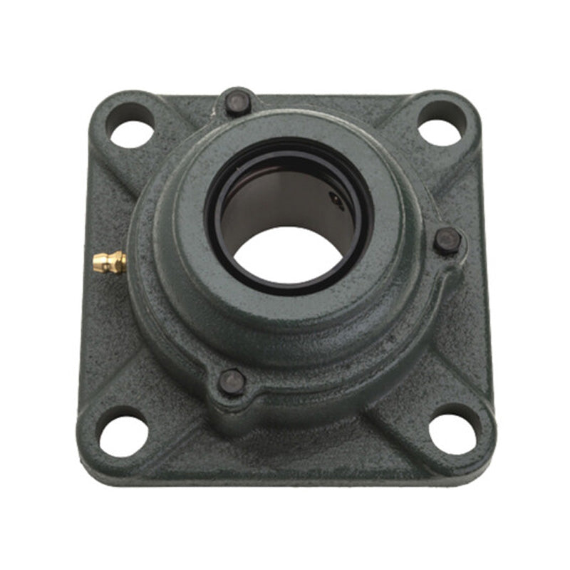 NTN M-C-UCF207-104D1 Imperial Four Bolt Square Cast Iron Flange Housing with 1-1/4 inch Bore Insert with Cast Iron Cover - Open Version - Allow 2-3 Days