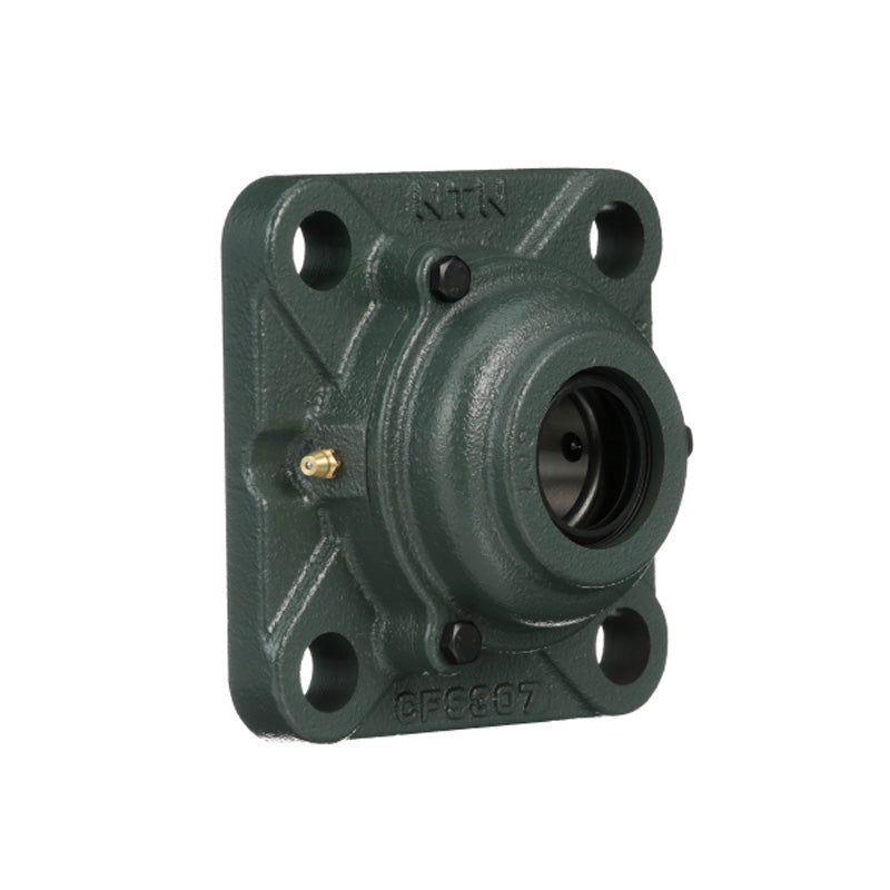 NTN C-UKF312D1/H2312X Metric Four Bolt Square Cast Iron Housing with Cast Iron Cover - Open Version - Insert and Adaptor Sleeve Fits 55mm Shaft - Allow 2-3 Days