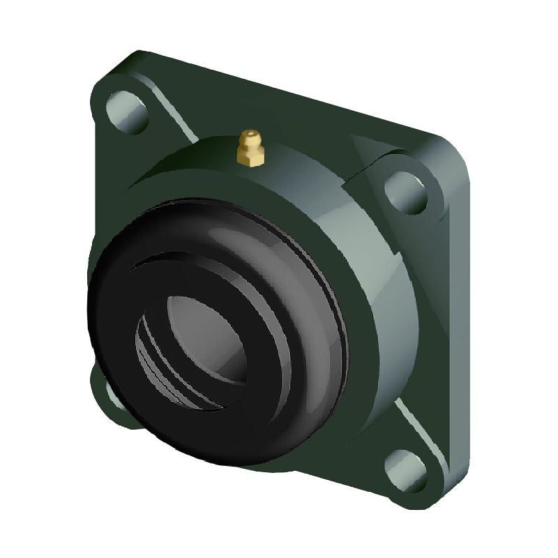 NTN M-S-UCF205-100D1 Imperial Four Bolt Square Cast Iron Flange Housing with 1 inch Bore Insert with Steel Plate Cover - Open Version - Allow 2-3 Days