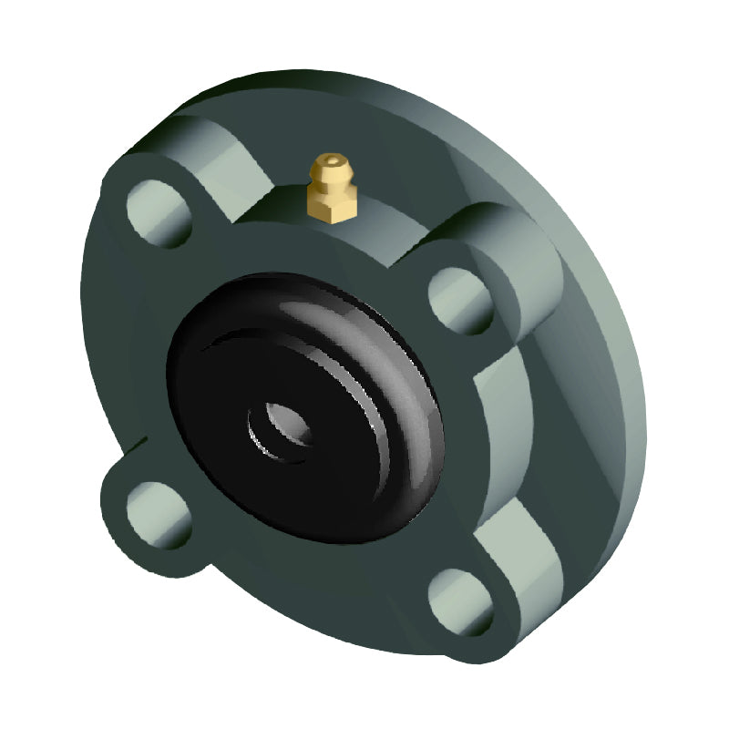 NTN M-S-UCFC201D1 Metric Four Bolt Cast Iron Round Flanged Housing with 12mm Insert with Steel Plate Cover - Open Version - Allow 2-3 Days