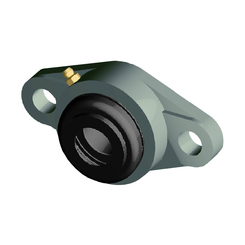 NTN S-UCFLX05-014D1 Imperial Two Bolt Oval Cast Iron Flange Housing with 7/8 inch Bore Insert with Steel Plate Cover - Open Version - Allow 2-3 Days