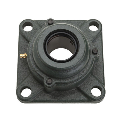 NTN S-UKF207SD1/HS2307 Imperial Four Bolt Square Cast Iron Housing with Steel Plate Cover - Open Version - Insert and Adaptor Sleeve Fits 1-1/8 inch Shaft - Allow 2-3 Days