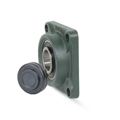 NTN SM-UKF209ED1/HE2309X Imperial Four Bolt Square Cast Iron Housing with Steel Plate Cover - Closed Version - Insert and Adaptor Sleeve Fits 1-1/2 inch Shaft - Allow 2-3 Days