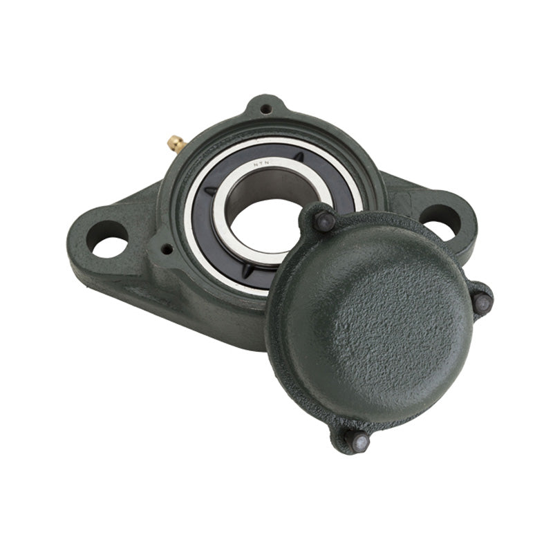 NTN SM-UKFL213D1/H2313X Metric Two Bolt Cast Iron Oval Housing with Steel Plate Cover - Closed Version - Insert and Adaptor Sleeve Fits 60mm Shaft - Allow 2-3 Days