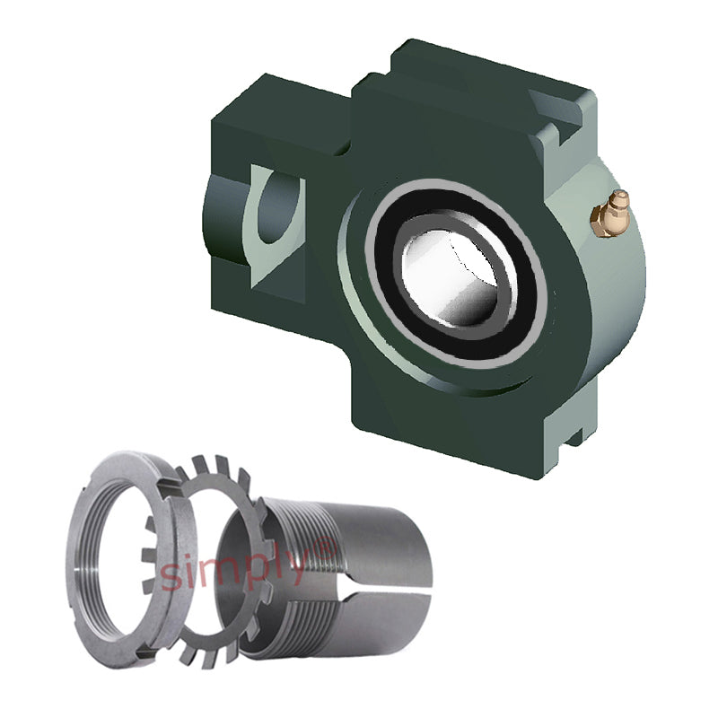 NTN UKT317D1/H2317X Metric Cast Iron Take Up Unit Insert and Adaptor Sleeve Fits 75mm Shaft - Allow 2-3 Days