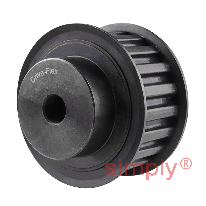P22-H-150F - 1/2 inch Pitch 22 Tooth Flanged Pilot Bored Steel Timing Pulley for 1-1/2 inch Wide Belts