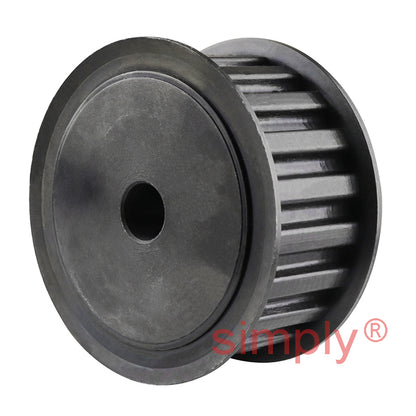 P45-L-100F - 3/8 inch Pitch 45 Tooth Flanged Pilot Bored Steel Timing Pulley for 1 inch Wide Belts