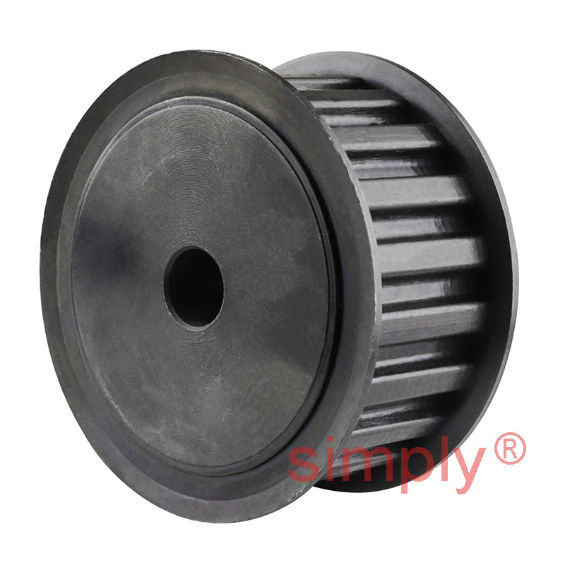 P22-H-150F - 1/2 inch Pitch 22 Tooth Flanged Pilot Bored Steel Timing Pulley for 1-1/2 inch Wide Belts