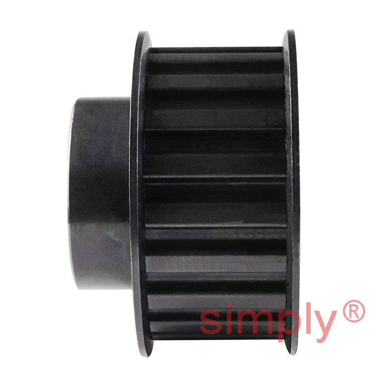 P45-L-100F - 3/8 inch Pitch 45 Tooth Flanged Pilot Bored Steel Timing Pulley for 1 inch Wide Belts